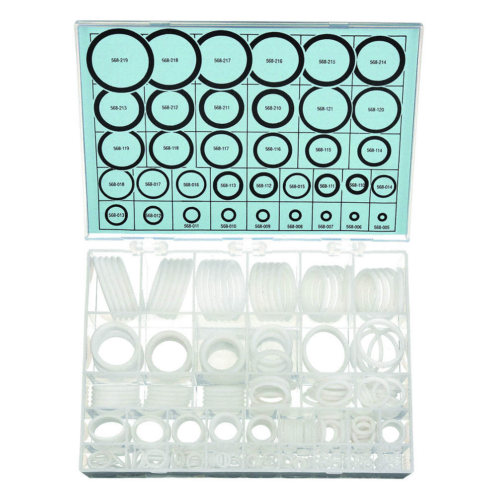 O-Ring Assortment, PTFE, 55 Shore D SAE, Number of Piec