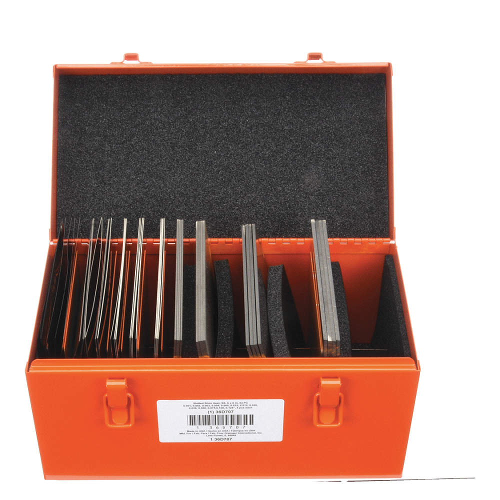 Stainless Steel Slotted Shim Assortment, 52 Pcs., Trade