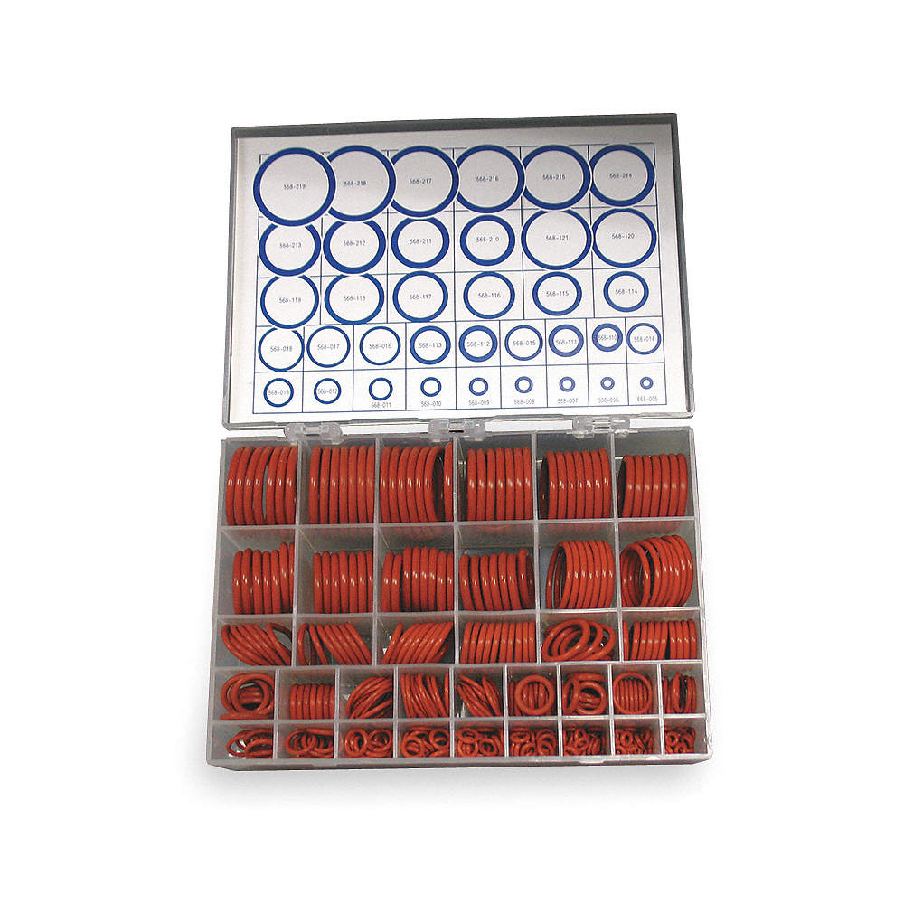 O-Ring Assortment, Silicone, 70 Shore A SAE, Number of 