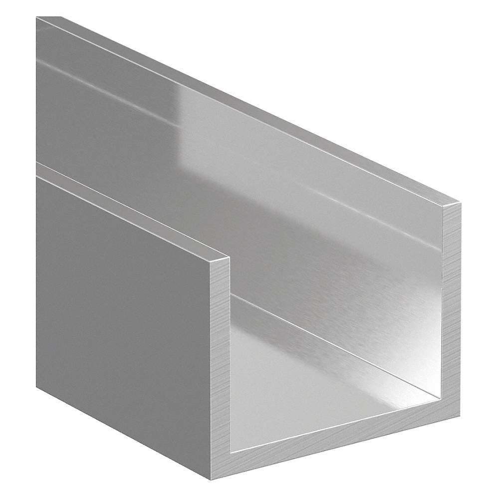U-Channel, AL 6063, 1/2 In Leg, 1 In x 8 ft