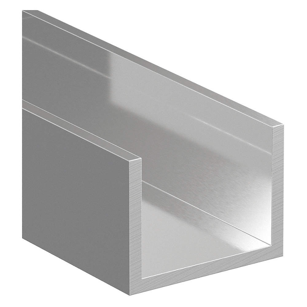 U-Channel, AL 6063, 0.093 Th, 1/2" x 8 ft